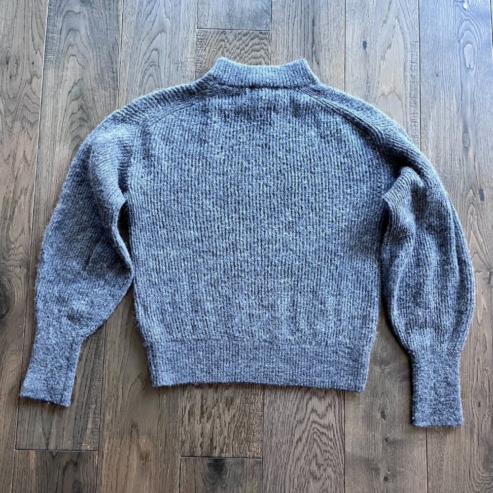 Quince Merino Alpaca Blend Ribbed Mock Neck Sweater Gray Size XS Soft Cozy - Picture 4 of 6